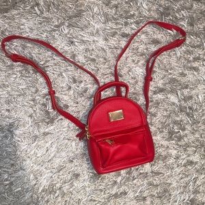 Fire Engine Red Pebble Leather Mini Backpack